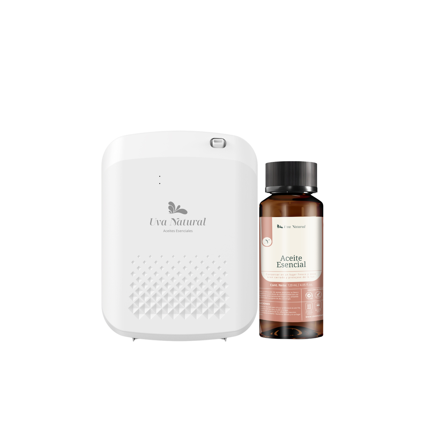 UVA NATURAL | Difusor para Hogar de Aire Frío 400ml | Difusor de Aceites Esenciales de Aroma y Fragancia Sin Agua | Maquina de Aire Aromático Inteligente Bluetooth | Cobertura 500-1000m³ |Aromaterapia