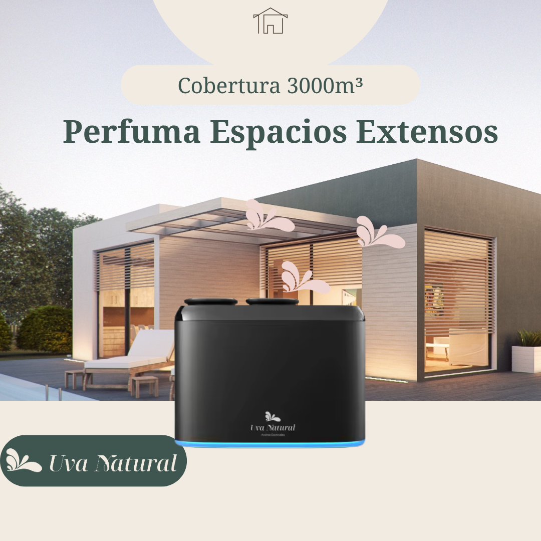 UVA NATURAL | Difusor para Hogar de Aire Frío 100ml | Incluye 120ML de Aroma  | Difusor de Aceites Esenciales de Aroma y Fragancia Sin Agua | Maquina de Aire Aromático Inteligente Bluetooth | Cobertura 100m³ |Aromaterapia