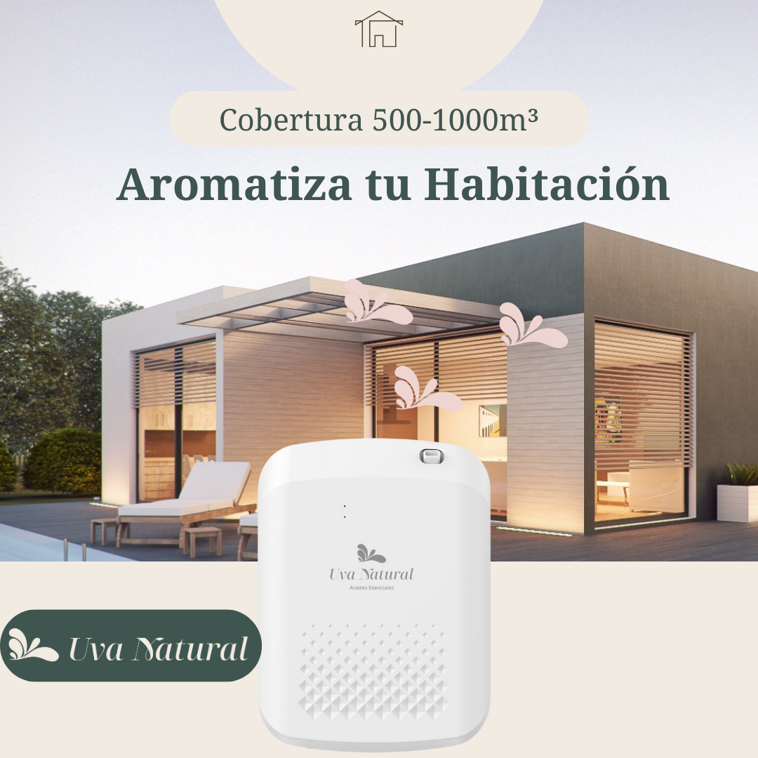 UVA NATURAL | Difusor para Hogar de Aire Frío 400ml | Difusor de Aceites Esenciales de Aroma y Fragancia Sin Agua | Maquina de Aire Aromático Inteligente Bluetooth | Cobertura 500-1000m³ |Aromaterapia